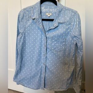 Madewell Polka Dot Chambray Button-down, EUC size medium